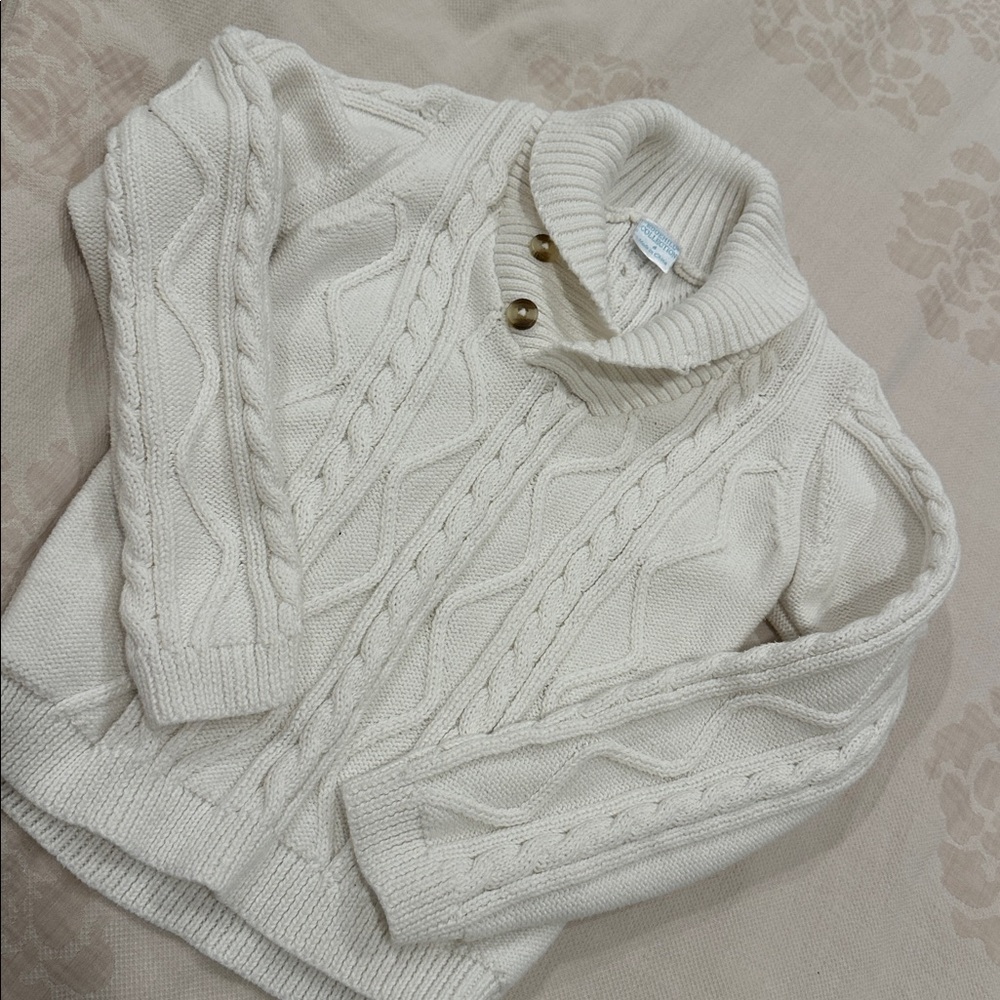 Edgehill Collection Cream Cable Knit Sweater